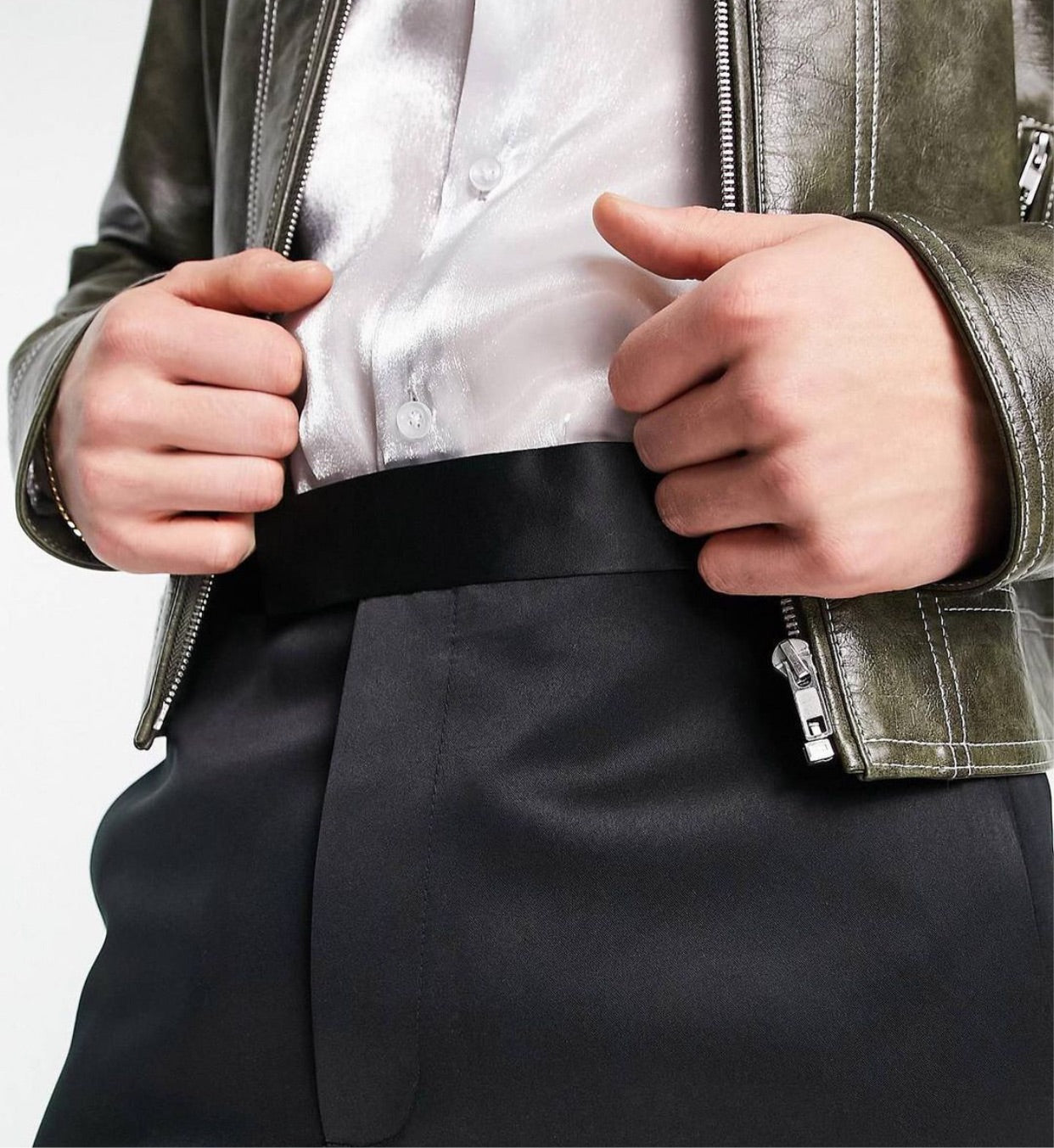 Tapered smart trousers in black high shine