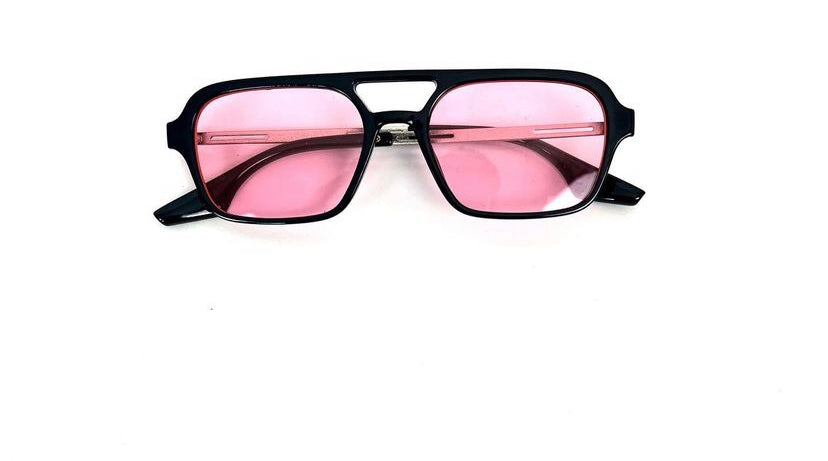 Retro double bridge pilot sunglass in pink