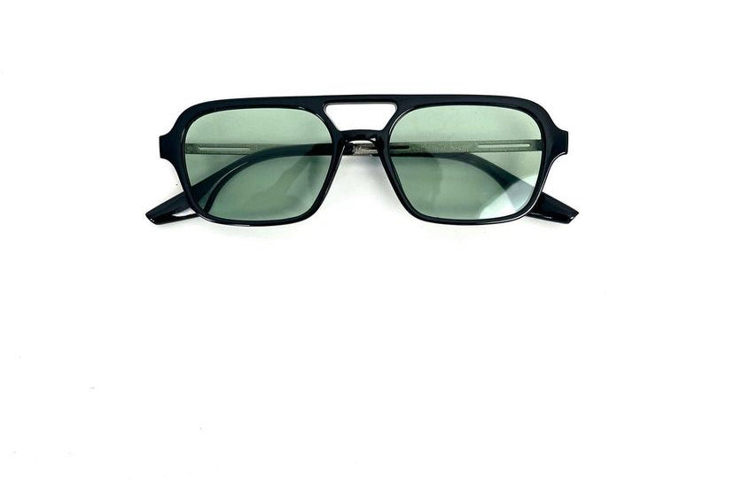 Retro double bridge pilot sunglass in green