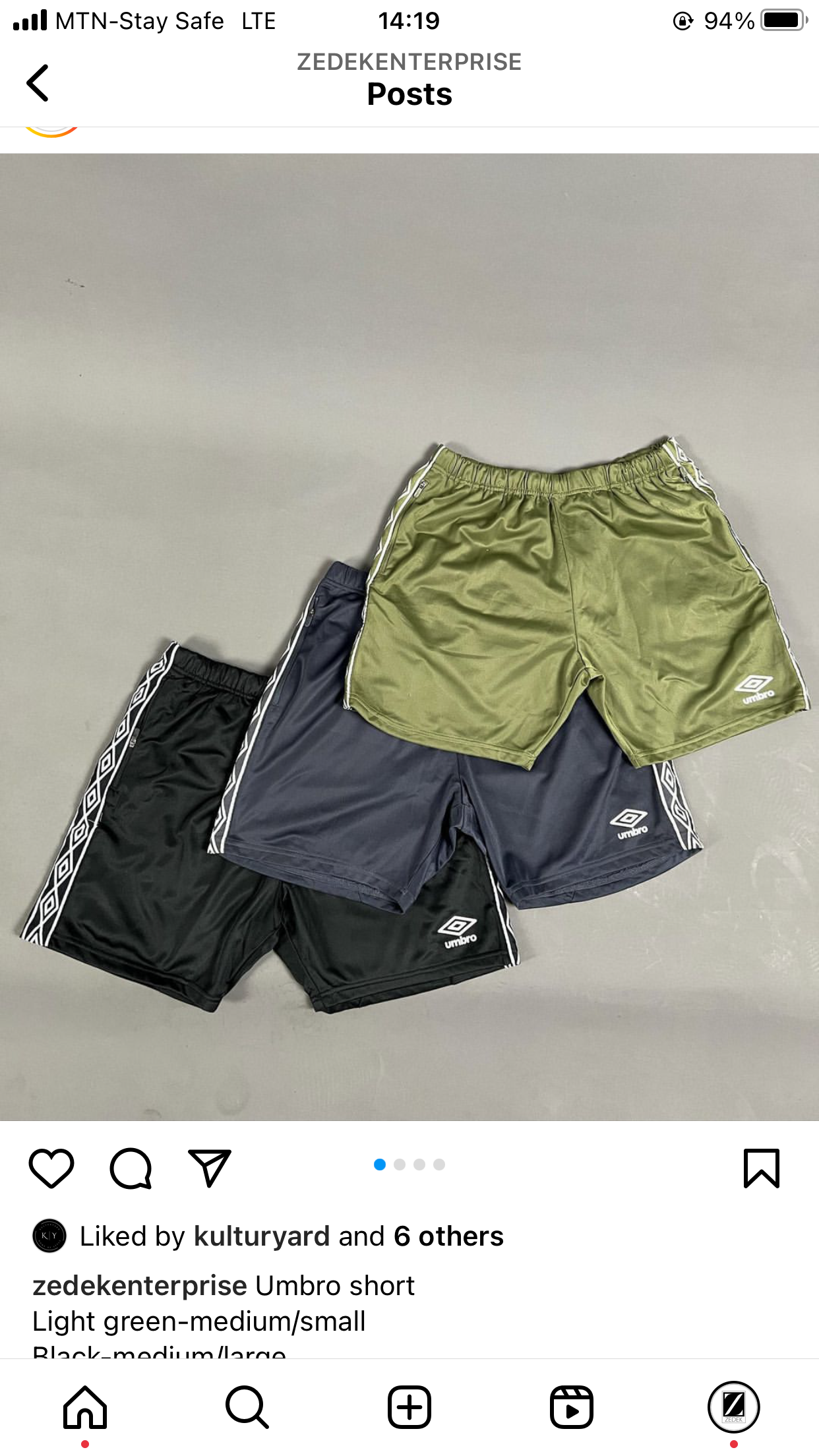 Umbro short in grey