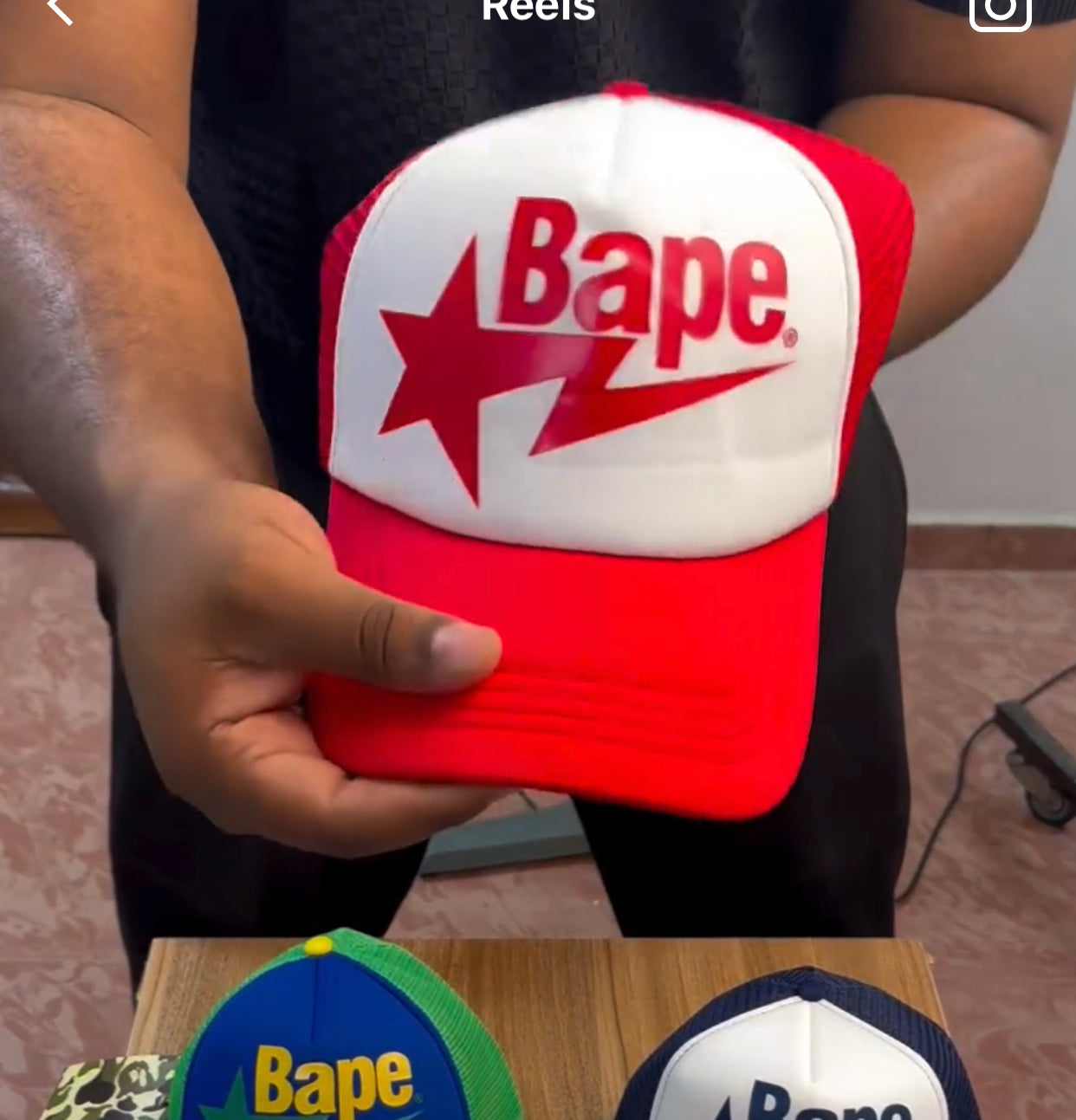 Bape trucker hat red