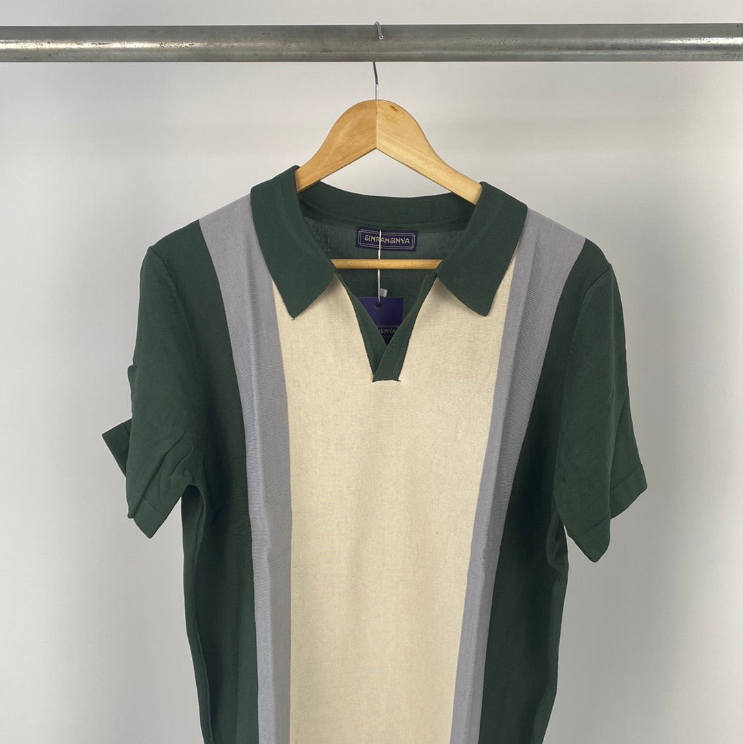 knitted polo shirt in green