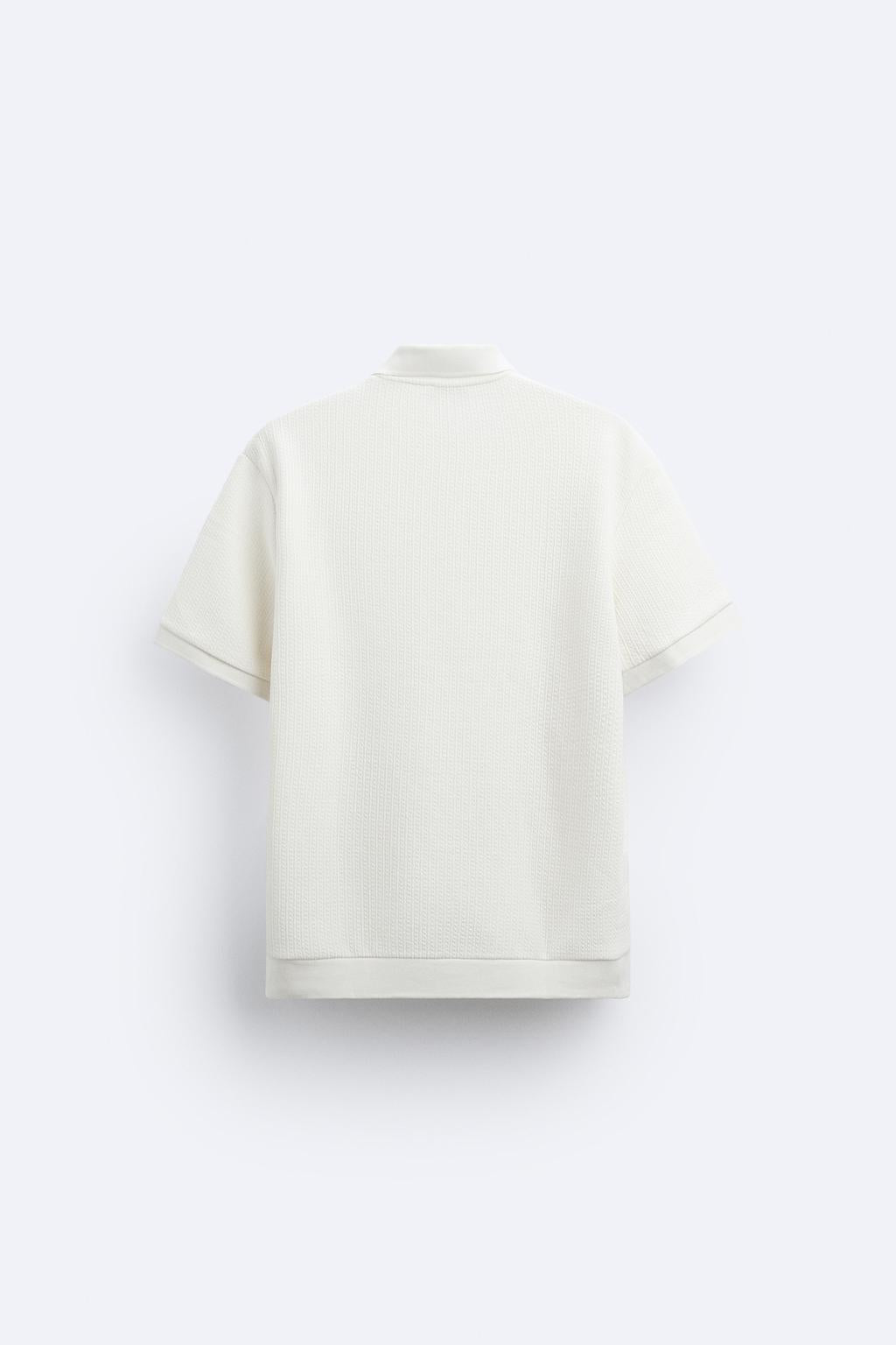 ZARA TEXTURED WEAVE QUARTER-ZIP POLO SHIRT