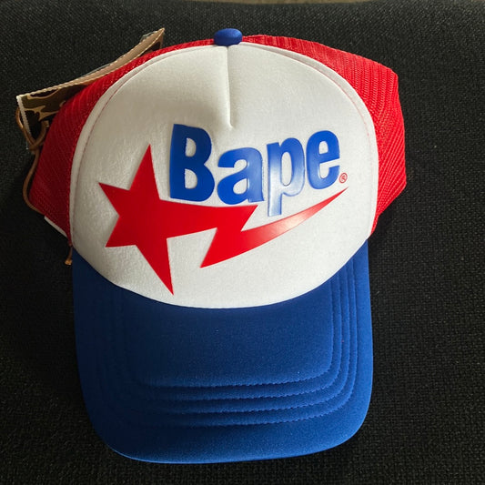 Bape trucker hat in red /blue/white