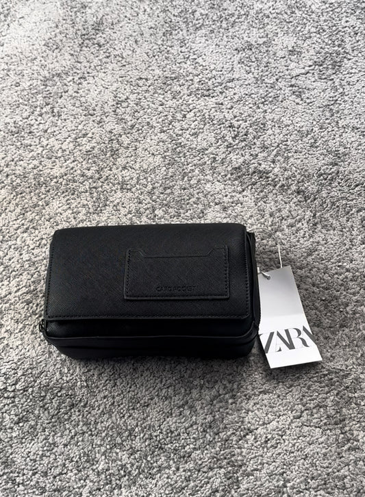 Leather black crossbody bag