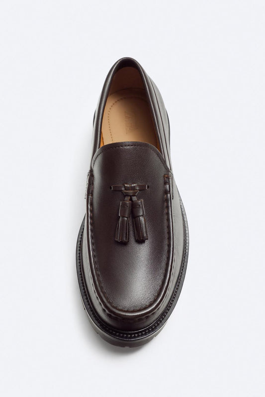 Zara leather tassel loafer