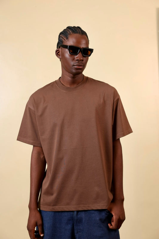 Zedek 300gsm Plain tee in BROWN