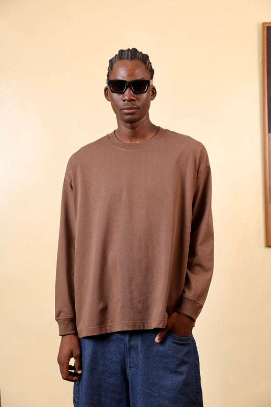 Zedek 300gsm Longsleeve T-shirt  in BROWN