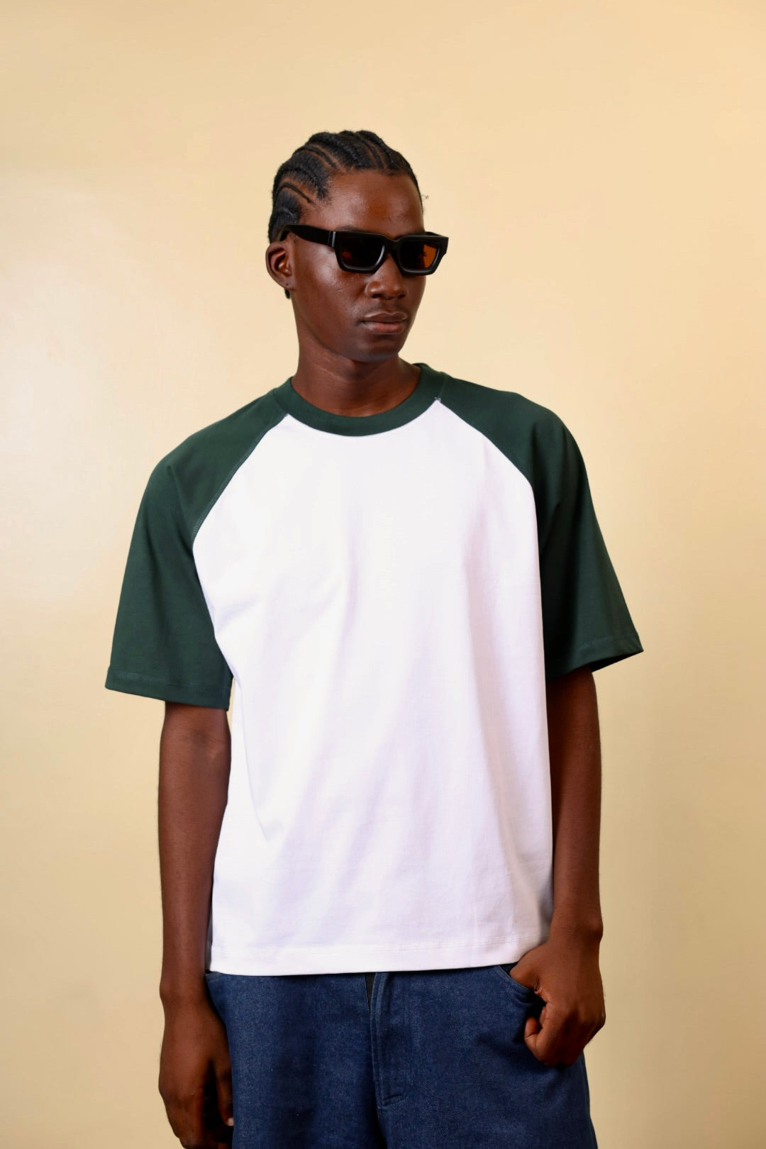 Two tone Ranglar T-shirt in Green and white