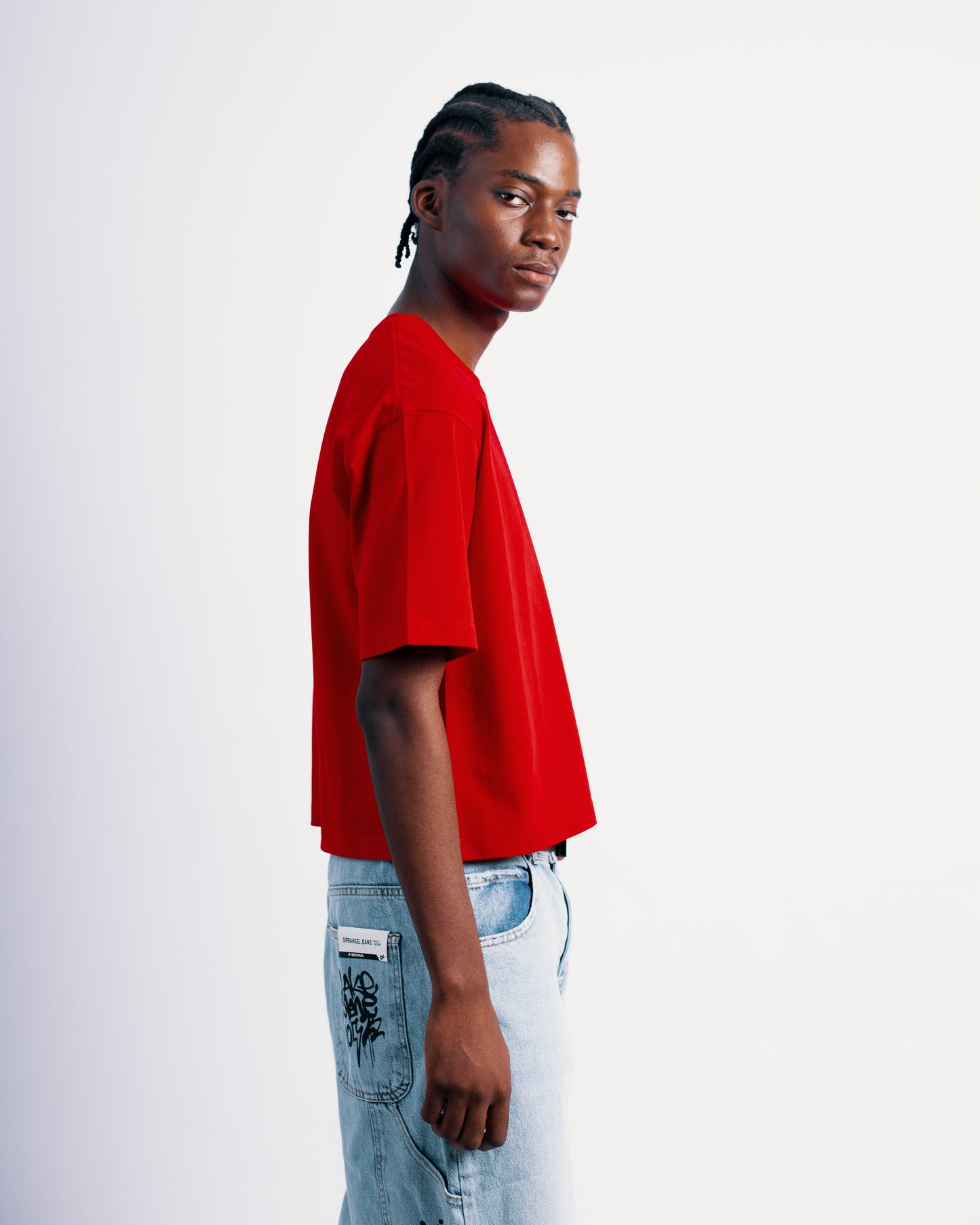 300GSM ZEDEK CROPPED PLAIN TEE RED