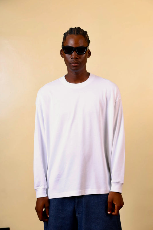 Zedek 300gsm Longsleeve T-shirt in WHITE