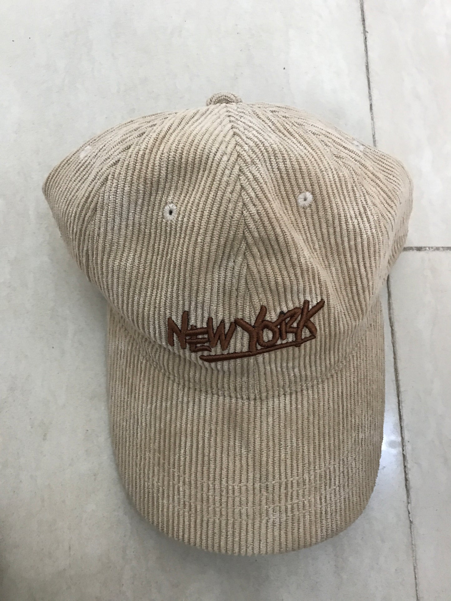 NEW YORK CORDUROY ACID WASH HAT light brown