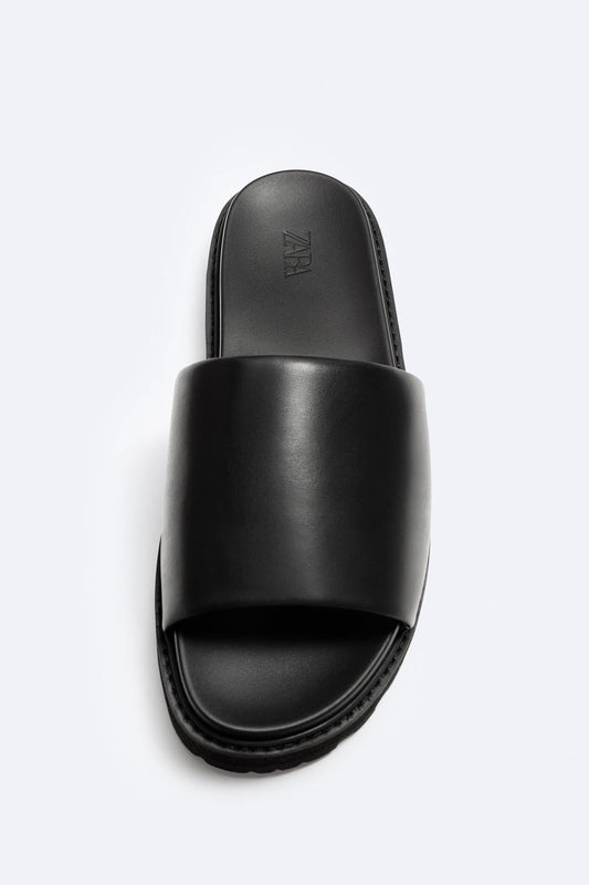 Zara vibram leather sliders