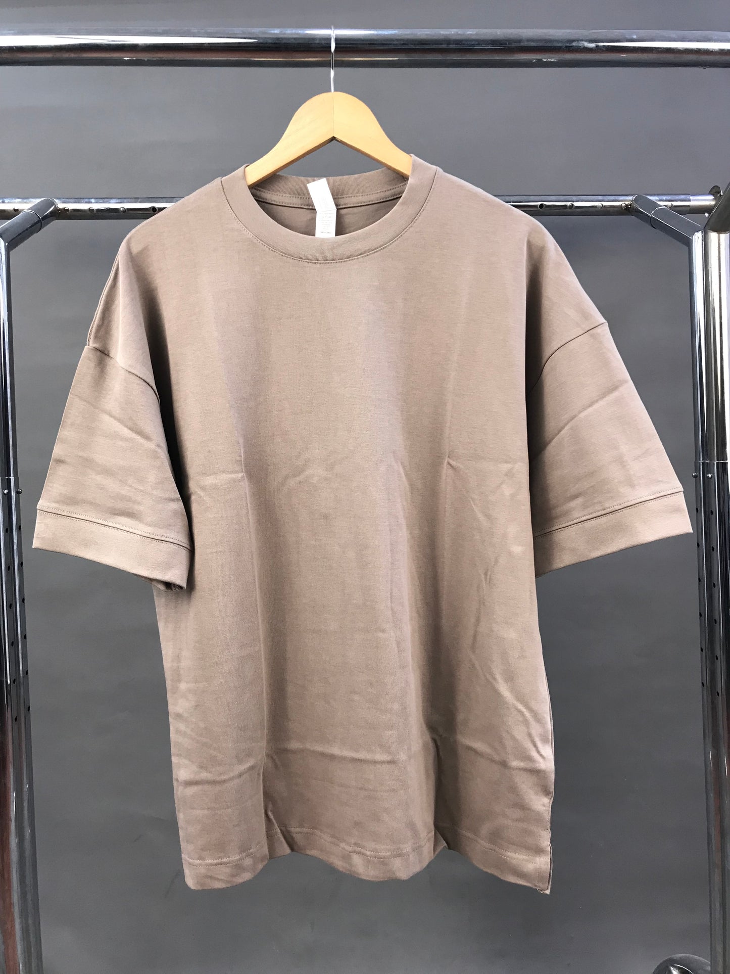 280gsm ripped oversized plain tee in light brown