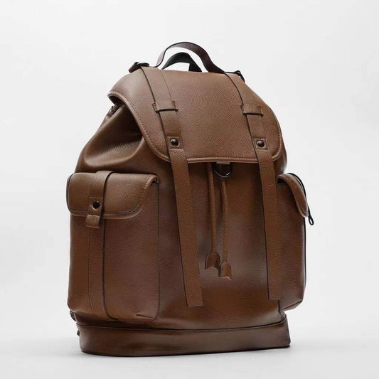 RUBBERIZED EXPLORER LEATHER BACKPACK BROWN