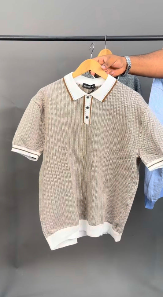 Knitted polo cream