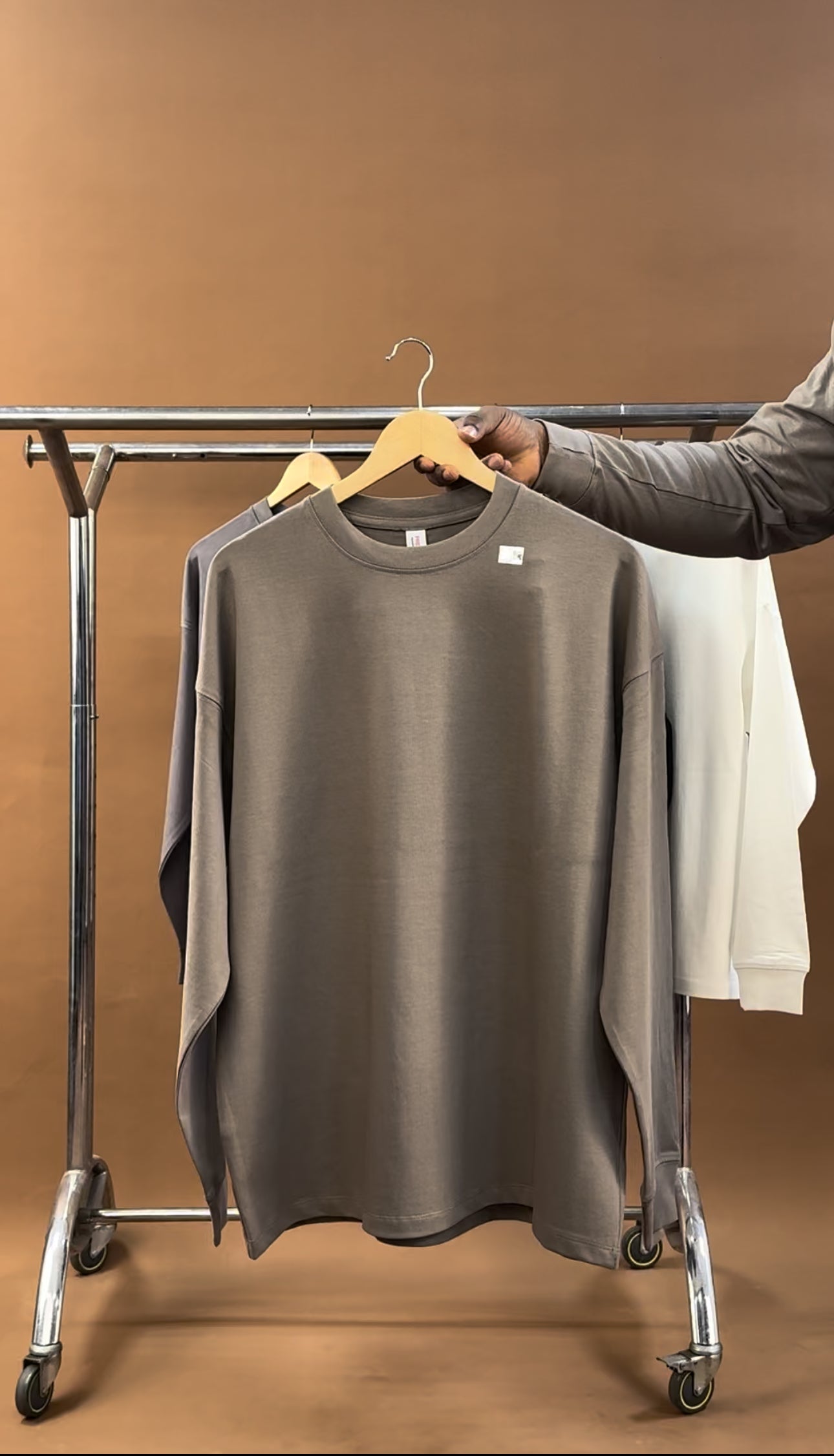 Plain longsleeve shirt in light brown