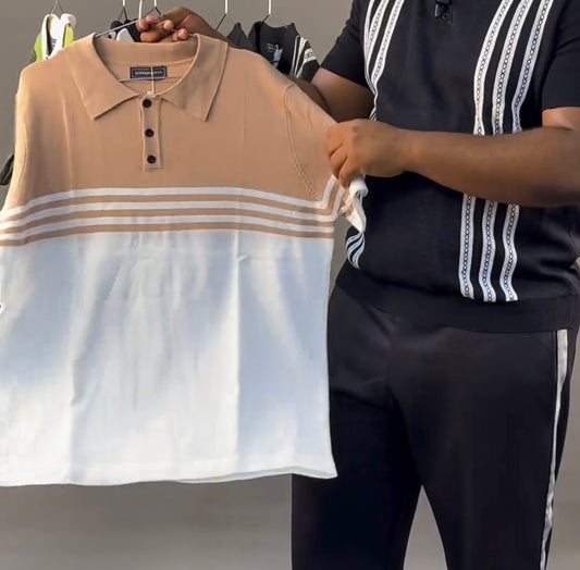 Knitted polos brown and white