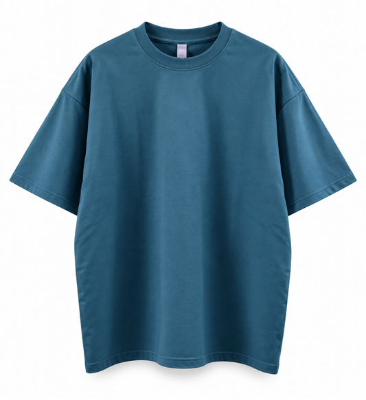 280GSM APPAREL CARE OVERSIZED PLAIN TEE IN PETROL BLUE