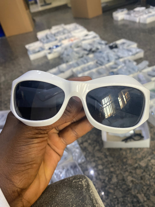 Wrap around acetate glasses in white