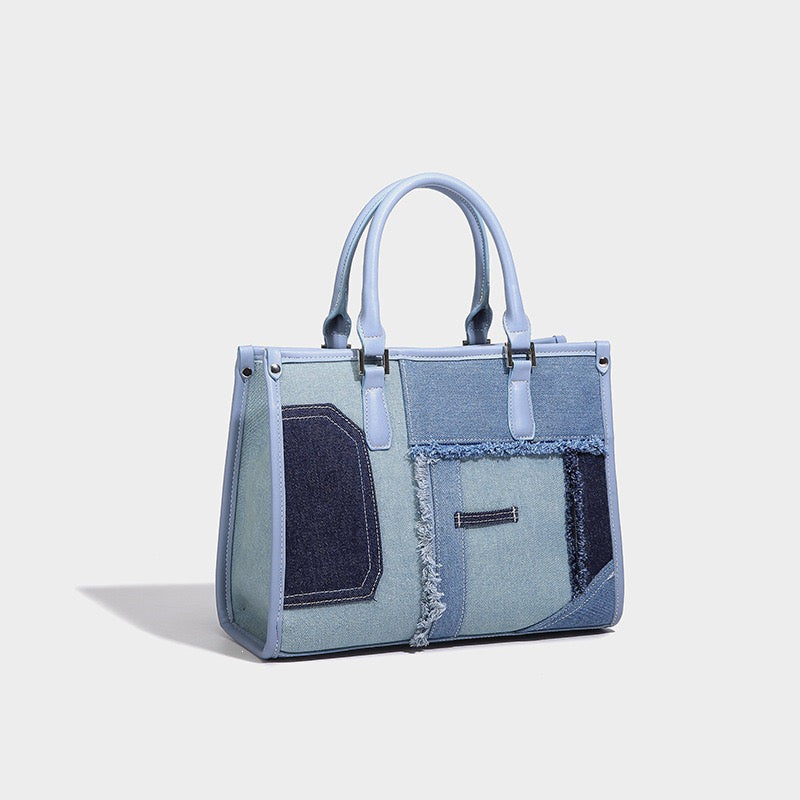 Denim patch Female hand bag