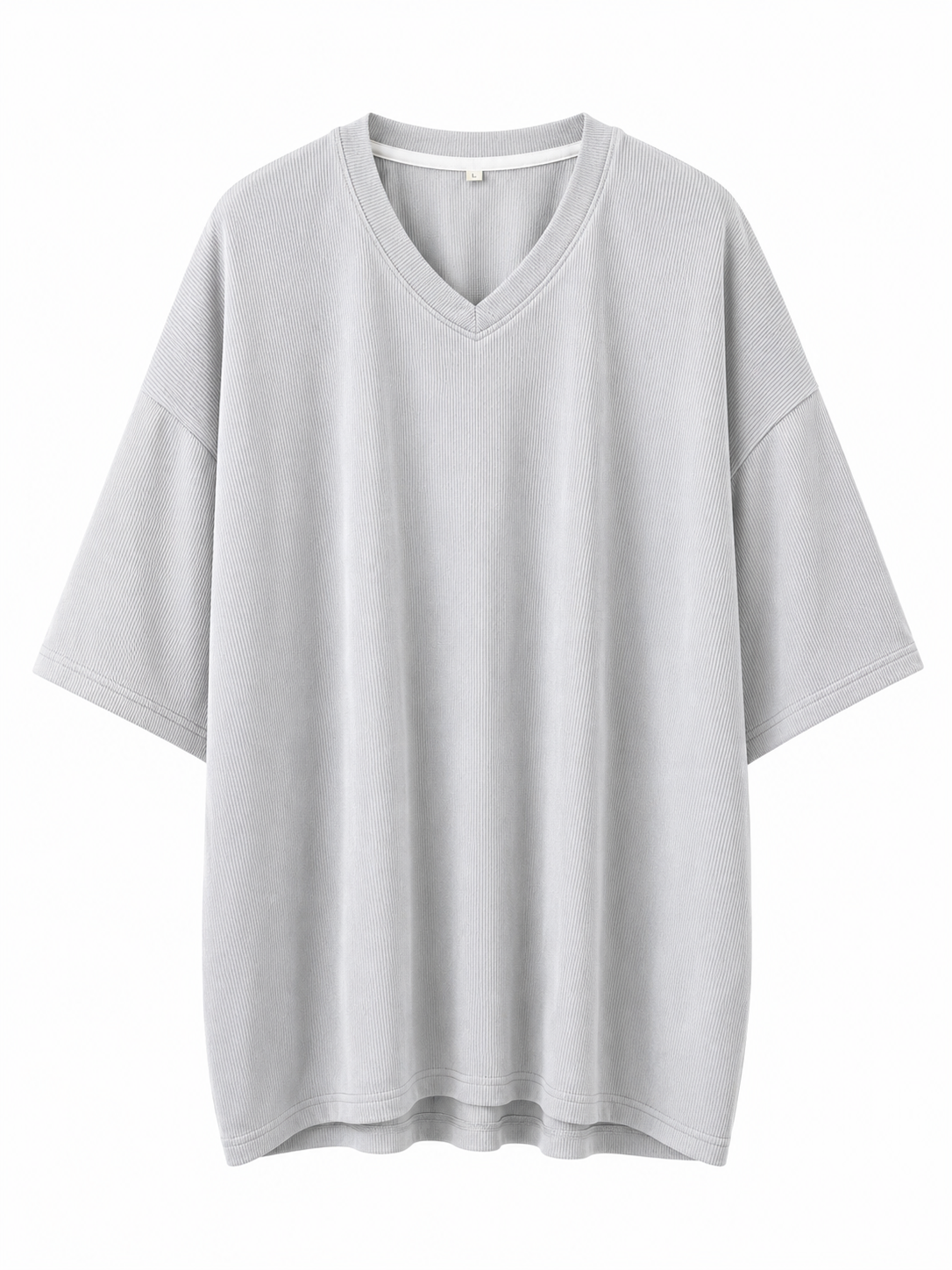 Zedek Revere V-Neck Tee in Grey