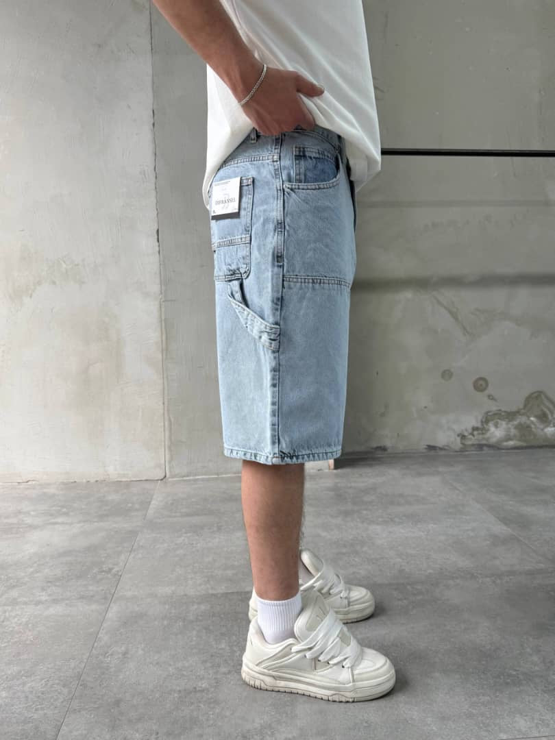 Difransel carpenter jeans short in light blue