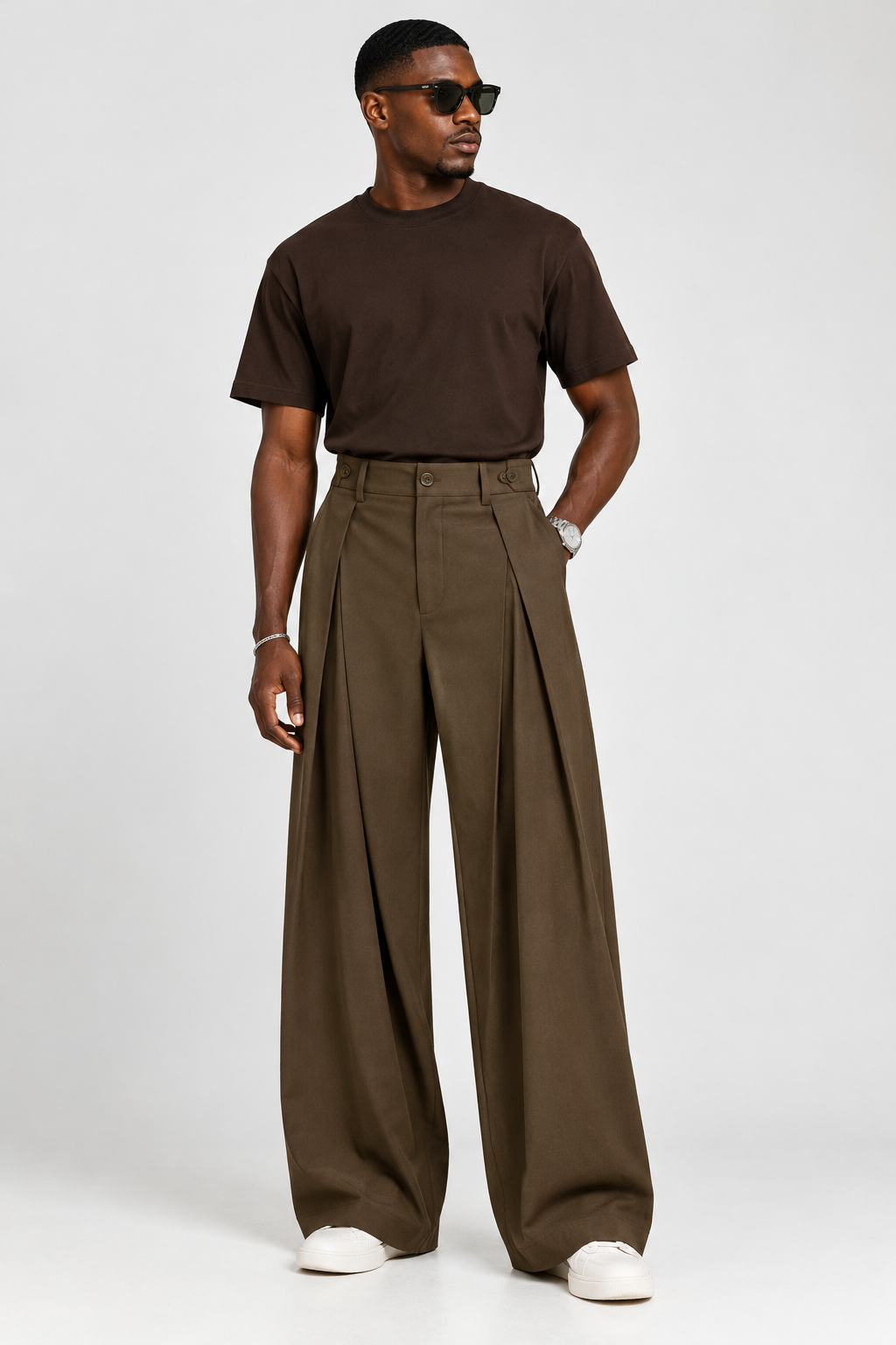 Plain office pants in brown