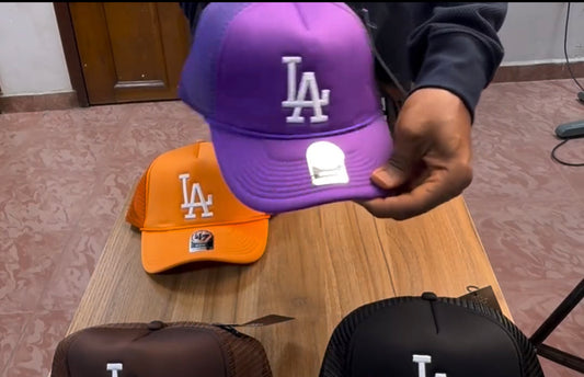 LA trucker hat purple