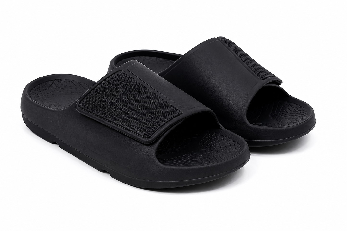 Zedek strap orthopedic sliders in black