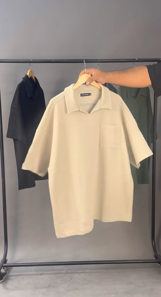 SOK OVERSIZED HEAVYWEIGHT
WAFFLE POLO IN BEIGE