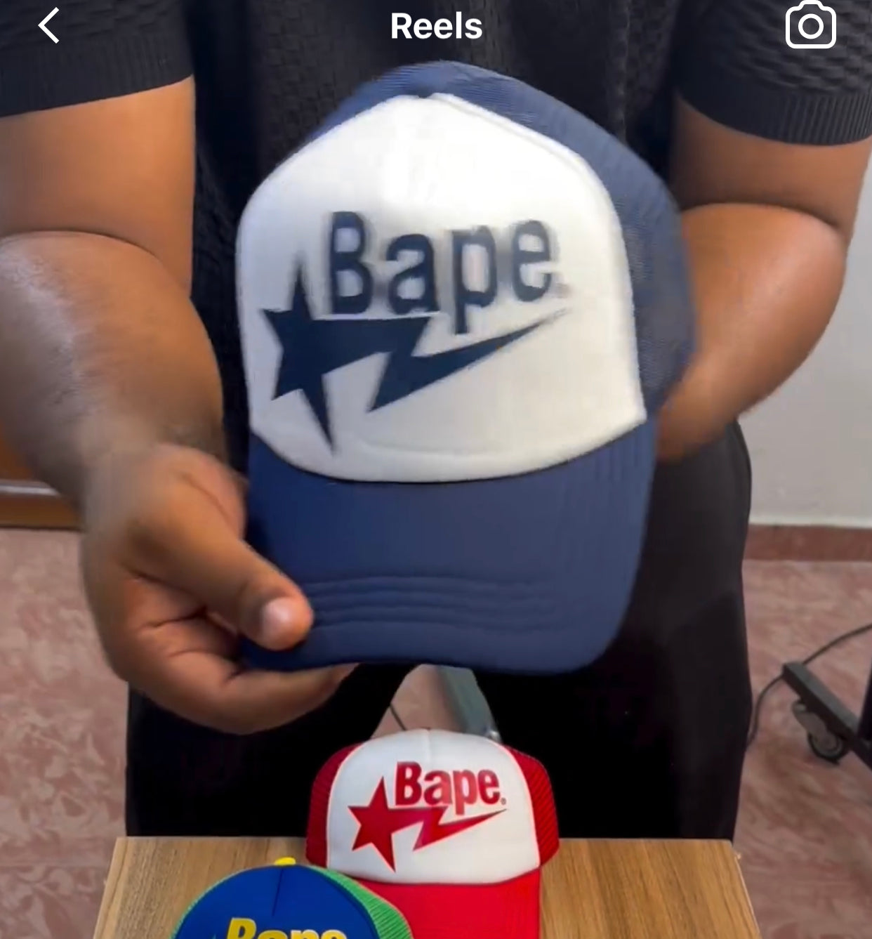 Bape trucker hat blue/white