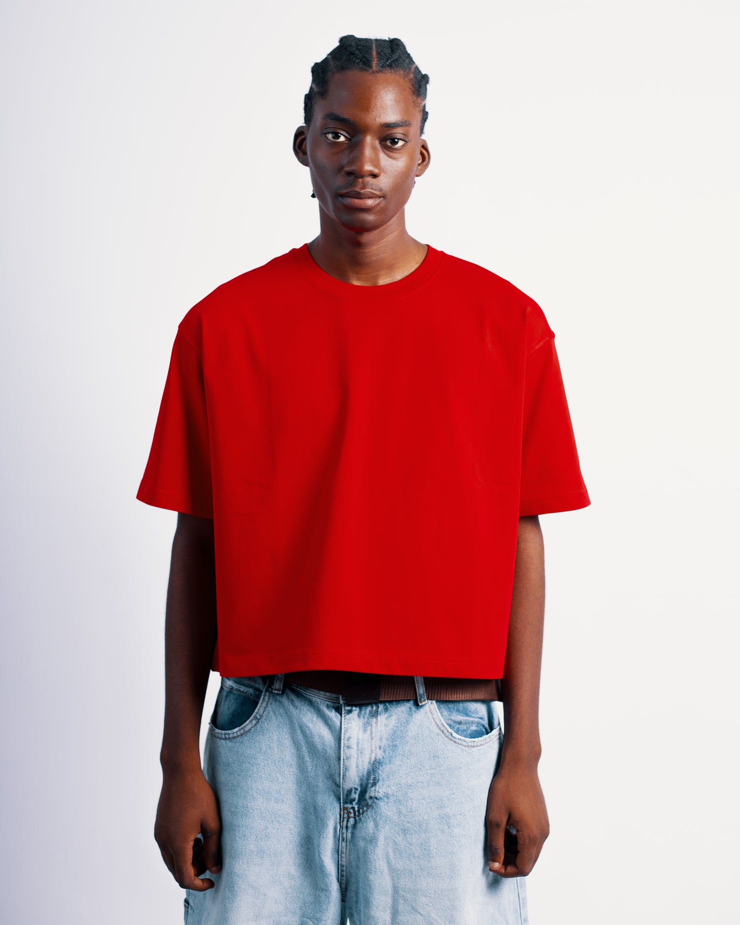 300GSM ZEDEK CROPPED PLAIN TEE RED