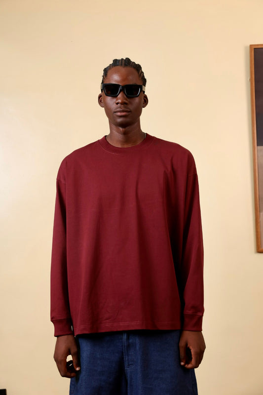 Zedek 300gsm Longsleeve T-shirt in WINE