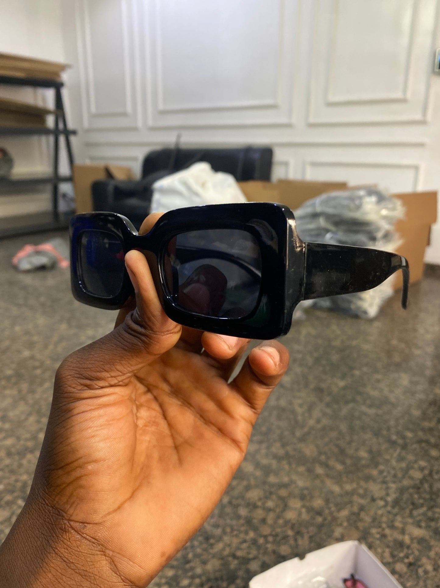 Vintage retro glasses in tinted black Female
