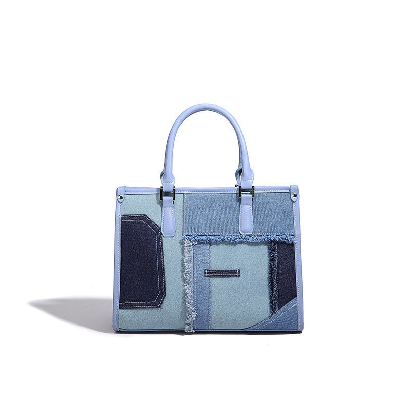 Denim patch Female hand bag