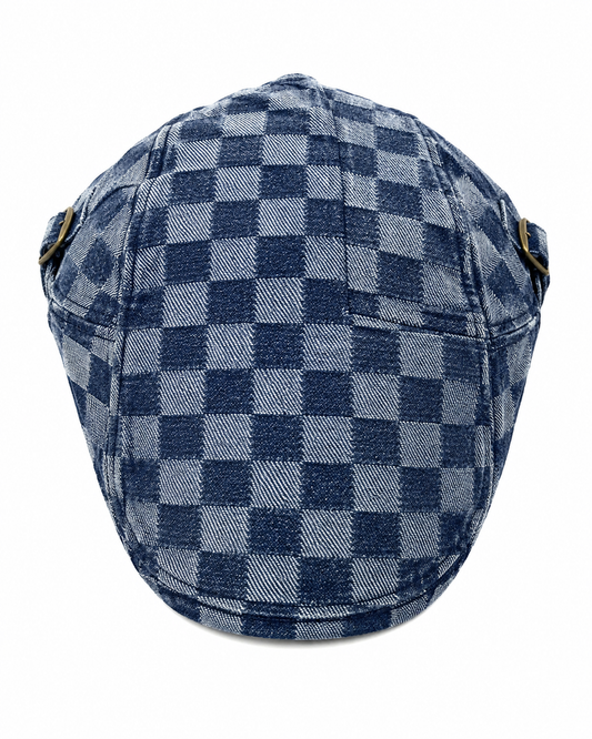 DENIM PATTERNED GATSBY HAT DARK BLUE