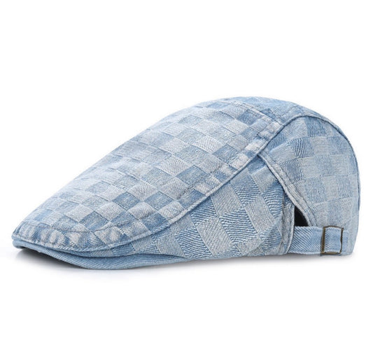 DENIM PATTERNED GATSBY HAT LIGHT BLUE