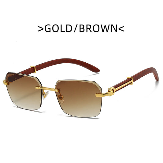 Rimless Brown lens in Gold frame