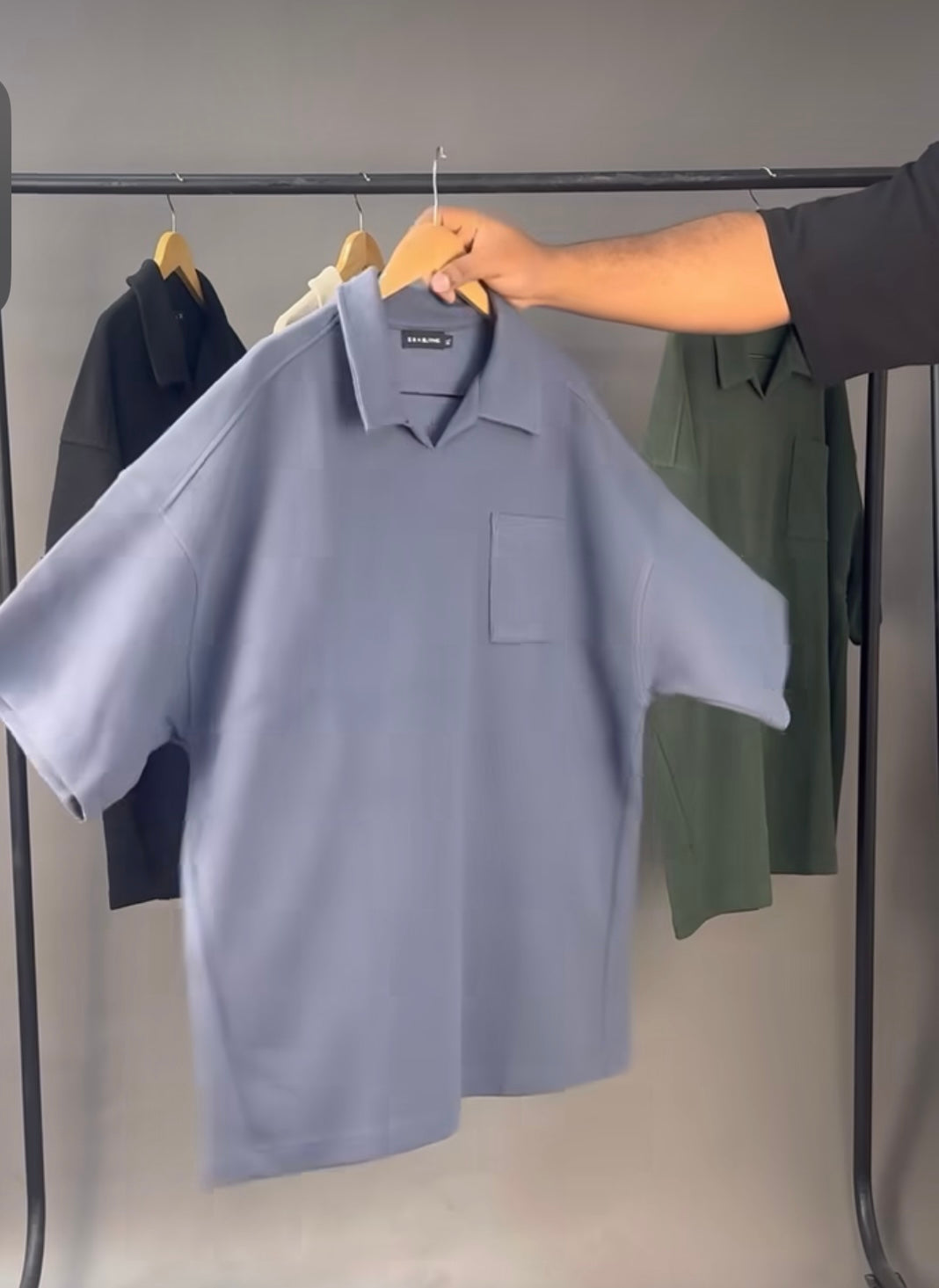 SOK OVERSIZED HEAVYWEIGHT
WAFFLE POLO IN BLUE