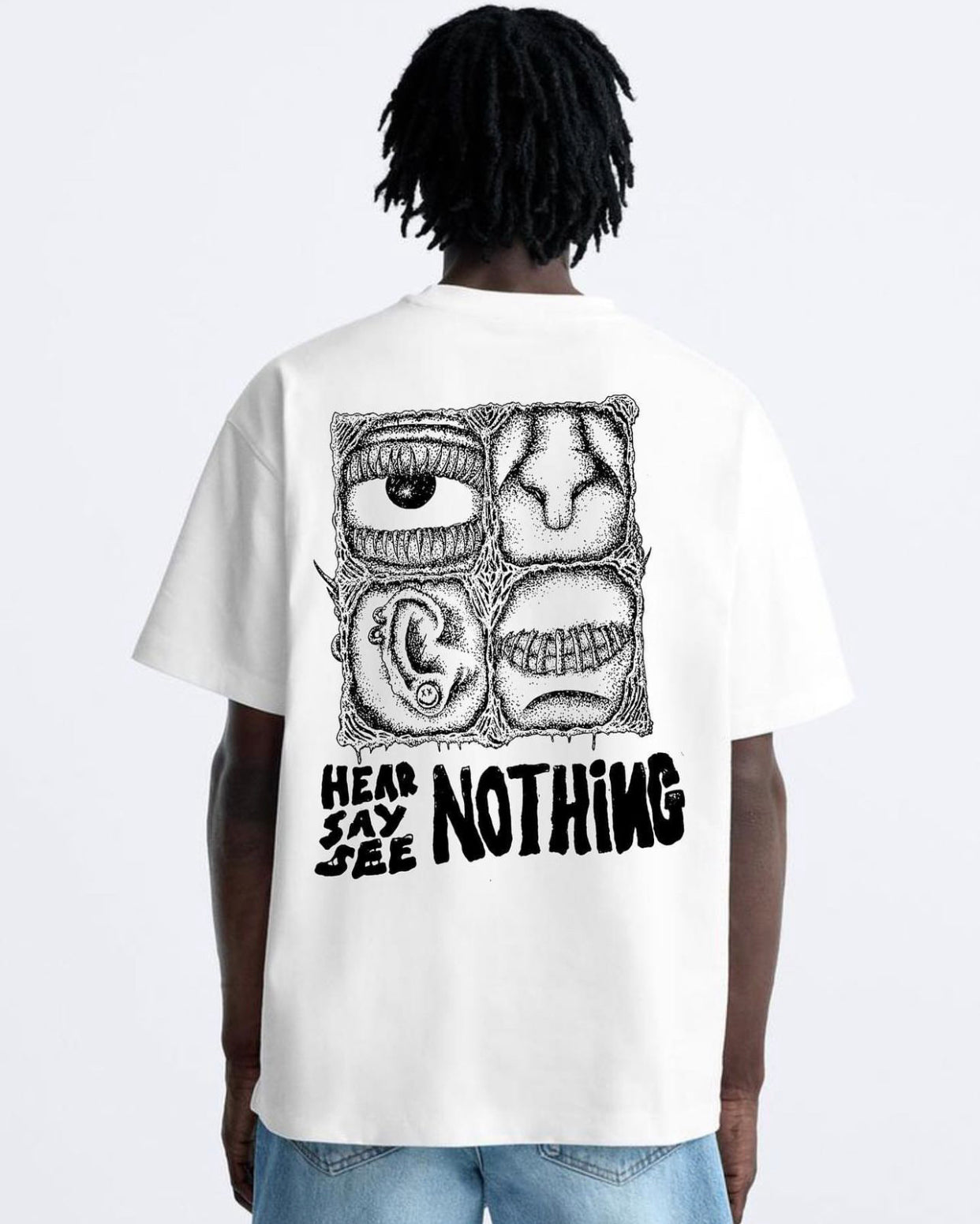 Zedek hear say see nothing tee