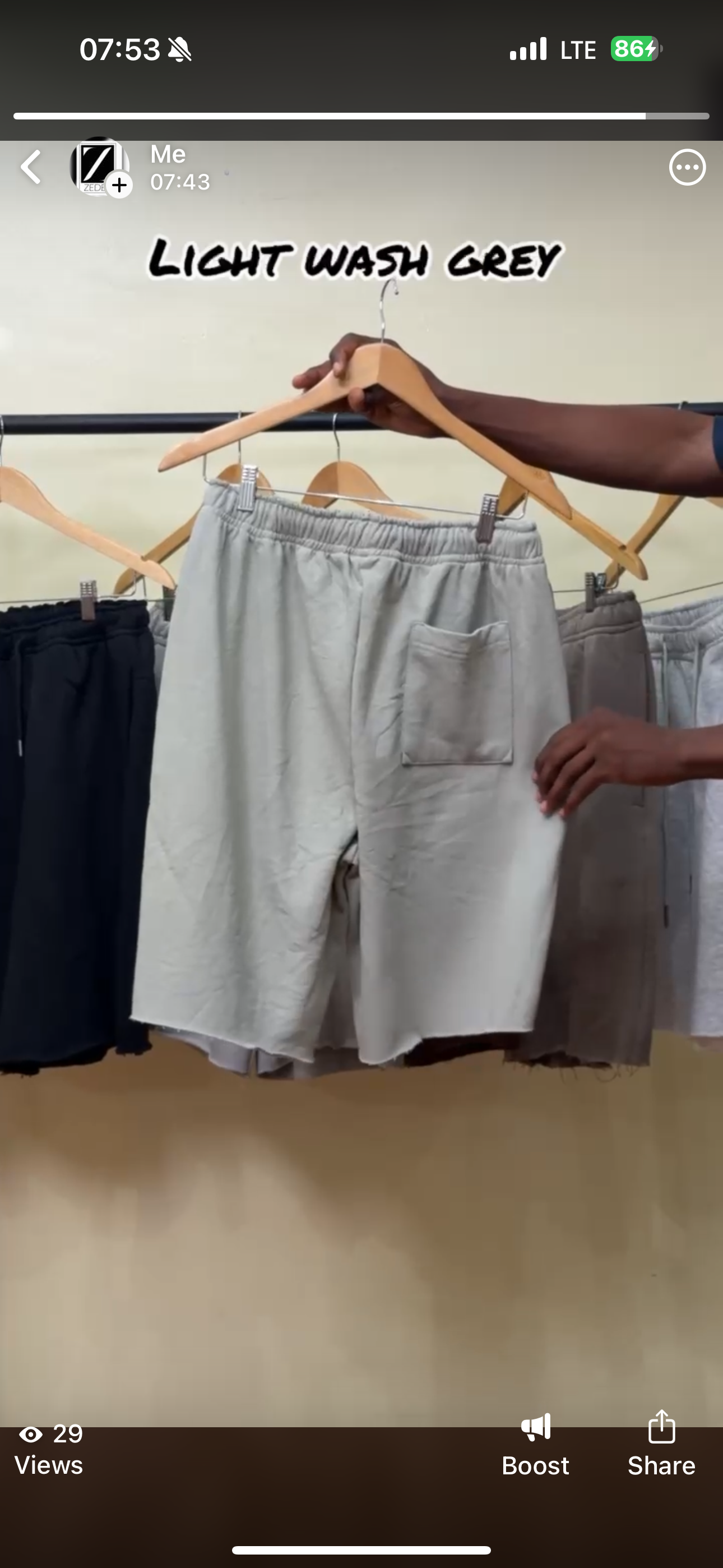 Baseless Short in Light Wash grey
