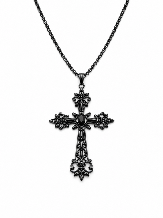 Black cross pendant necklace