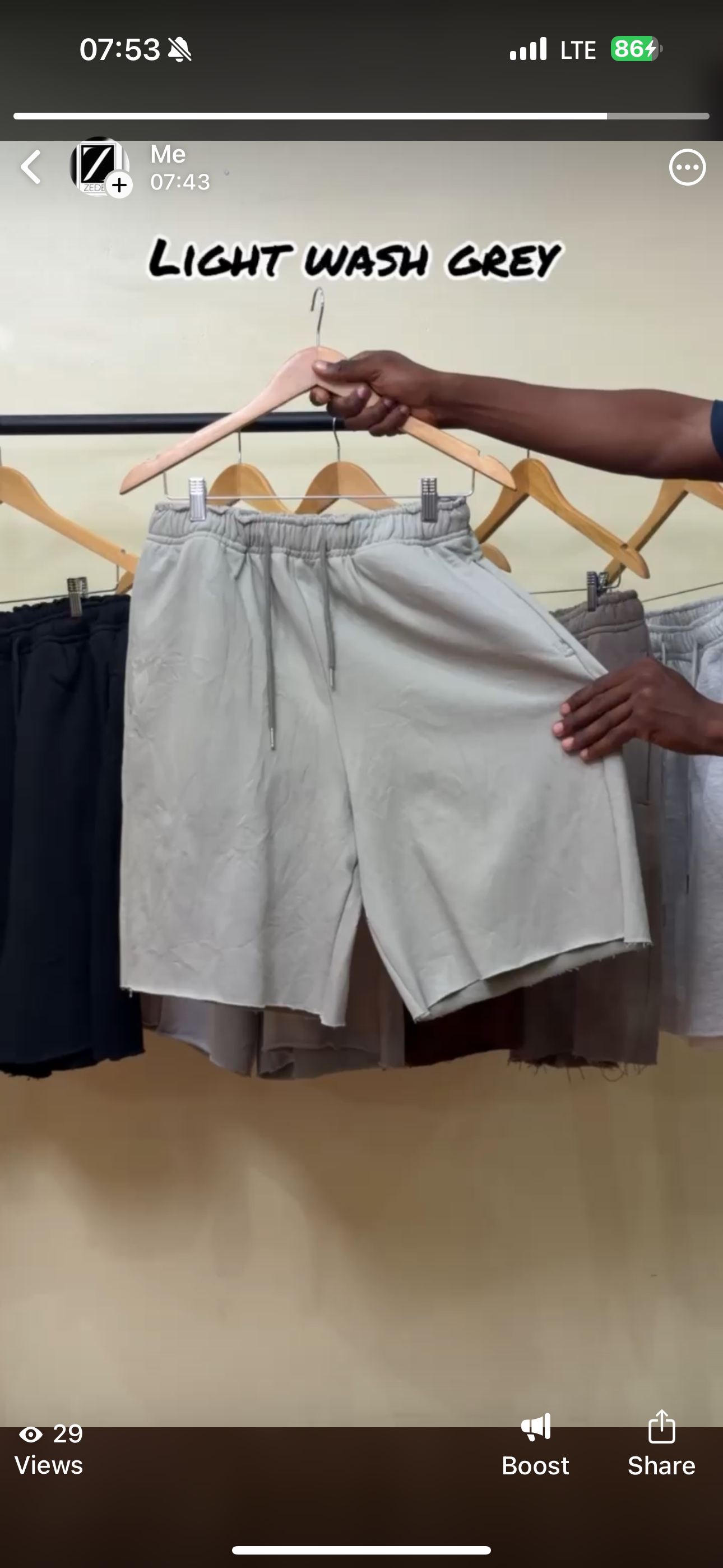 Baseless Short in Light Wash grey