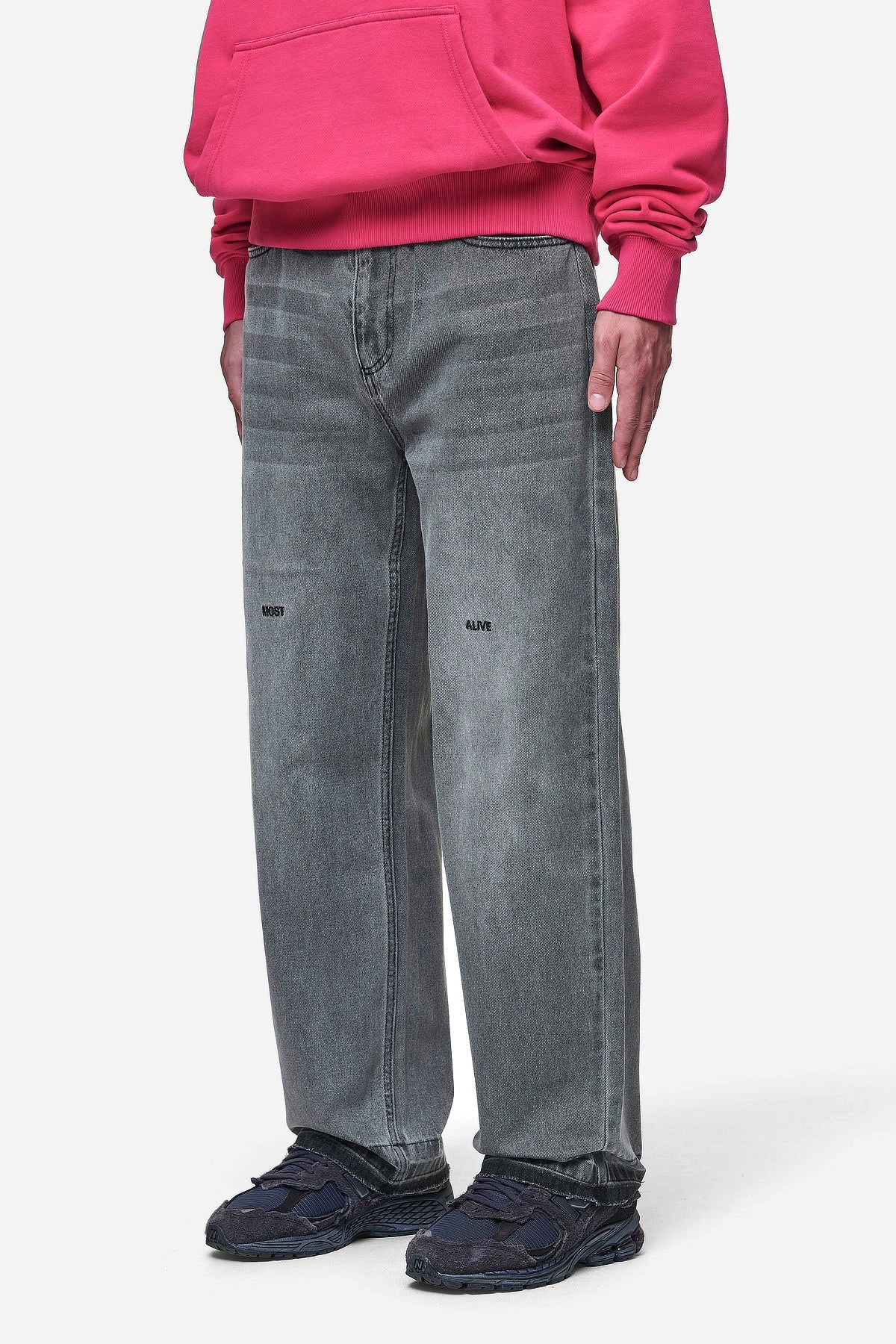 PGDR BARROW WIDE BAGGY JEANS WASHED ANTHRACITE