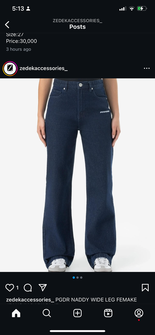 PGDR NADDY WIDE LEG FEMALE JEANS IN DARK BLUE