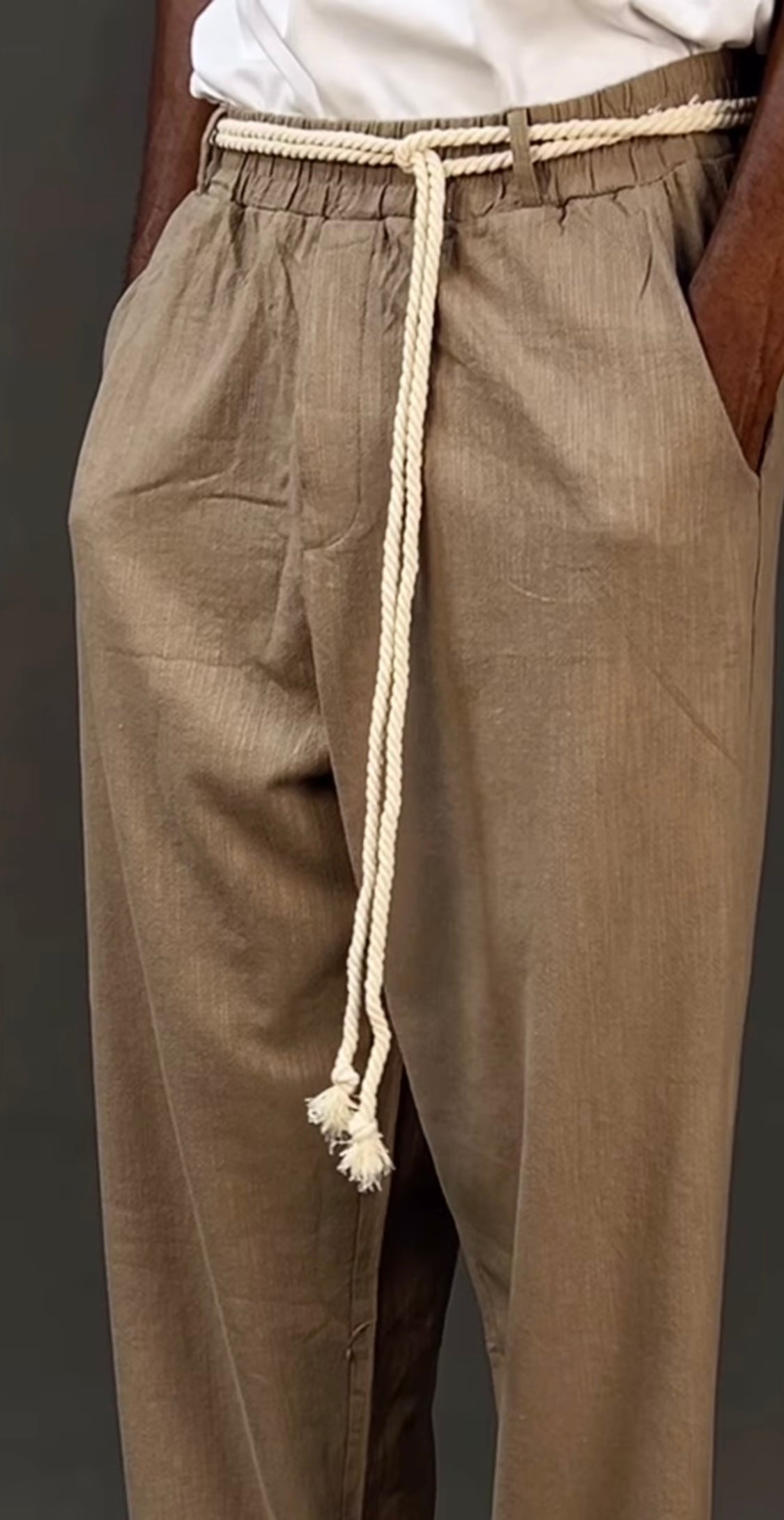 ESSENCE OF LIFE BAGGY LINEN PANTS IN BROWN