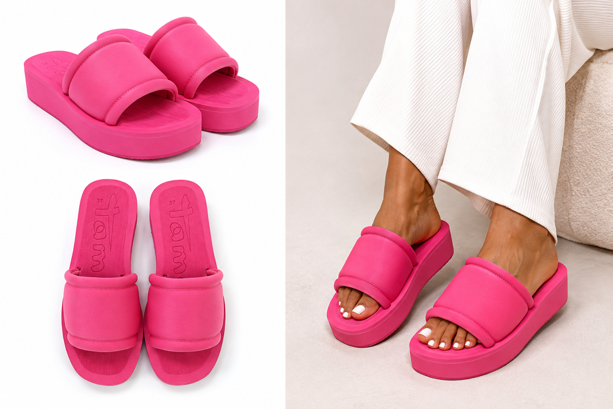 Tamari platform slides  in pink ( ladies)