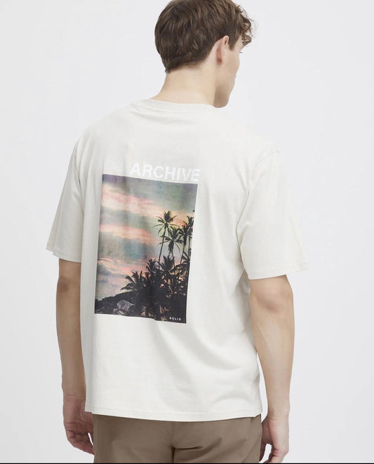 Solid ELAN - Print T-shirt in Oatmeal