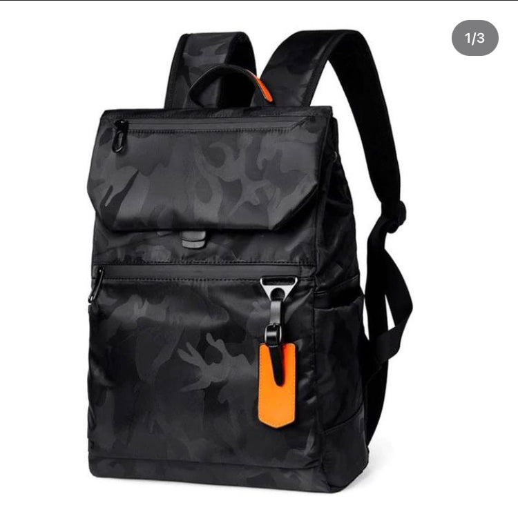 Waterproof rucksack backpack in black camo